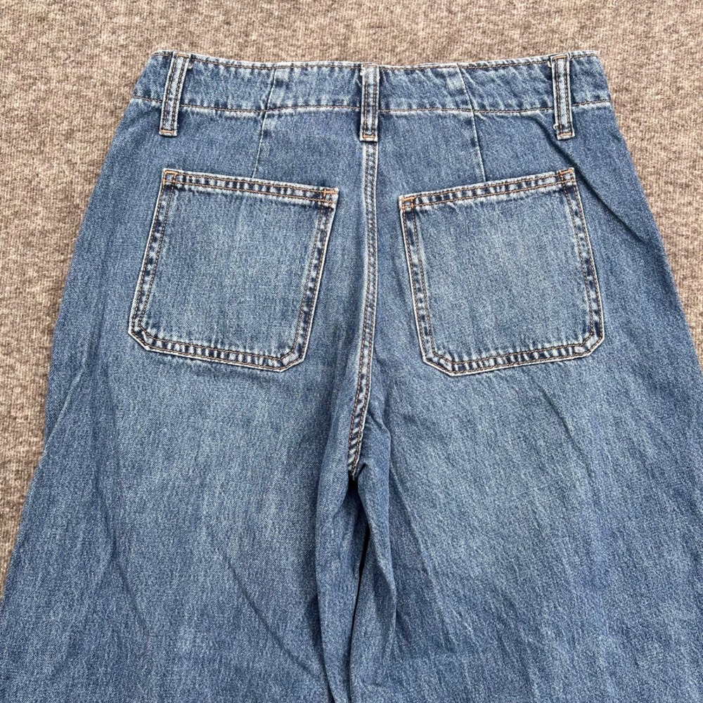 Old Navy Drapey Denim High Rise Baggy Wide Leg Jeans Blue Festival Petite 2 - Picture 7 of 13